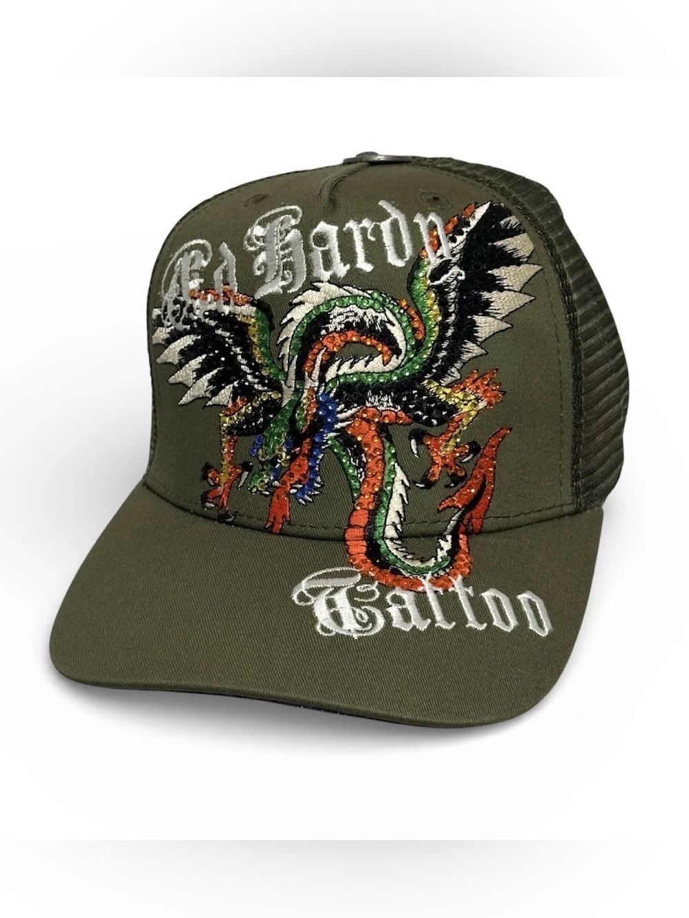 Ed Hardy Men's Tattoo Trucker Hat Green - Snapback